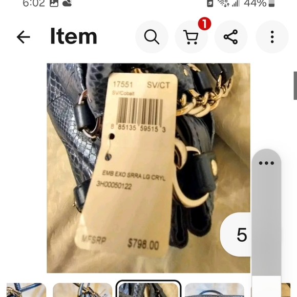 Coach Exotic Embossed Python Leather Sierria Carryall "Colbalt Blue 3Hang Tags" - Picture 13 of 15